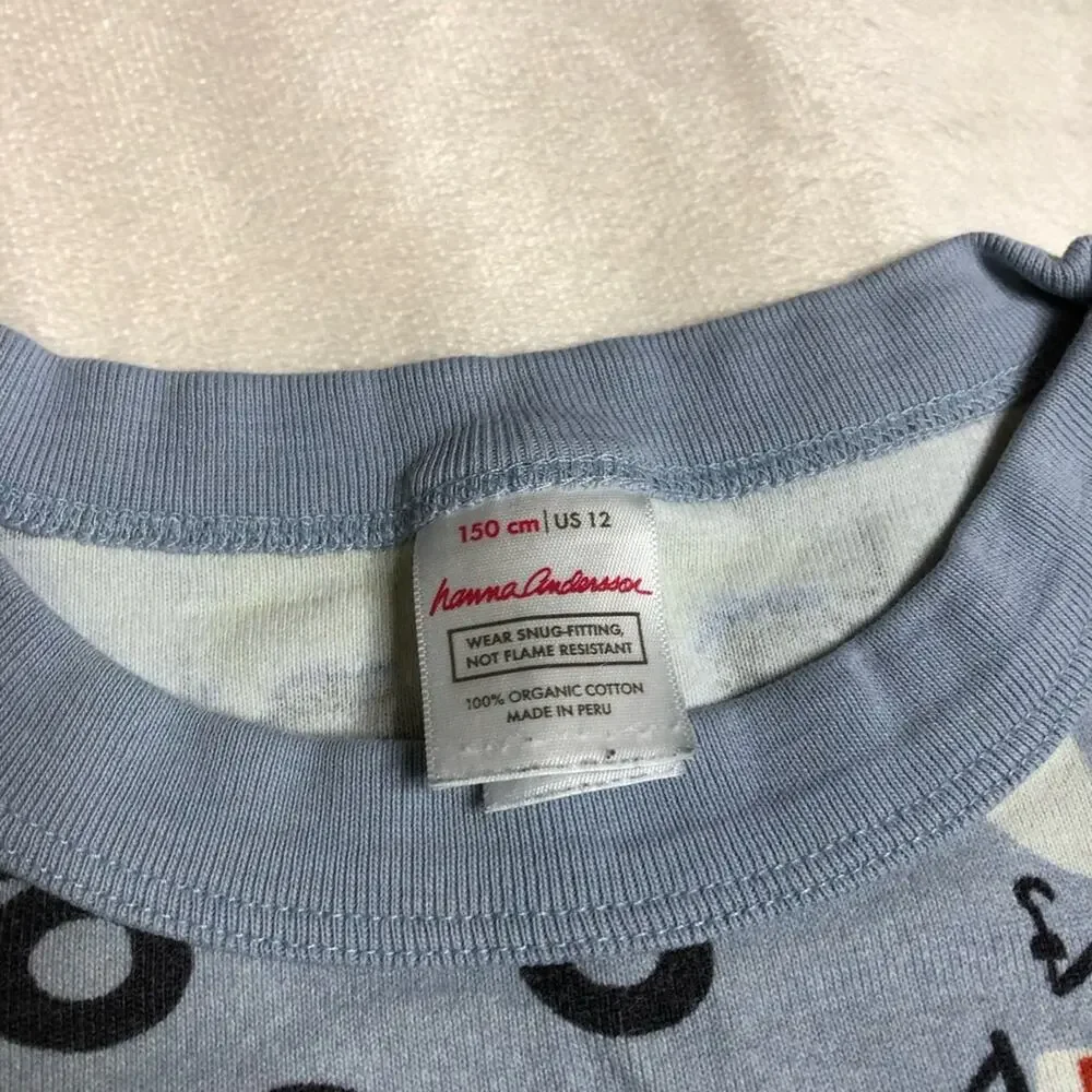 Hanna Andersson blue vehicle pajama top size 150 or US 12